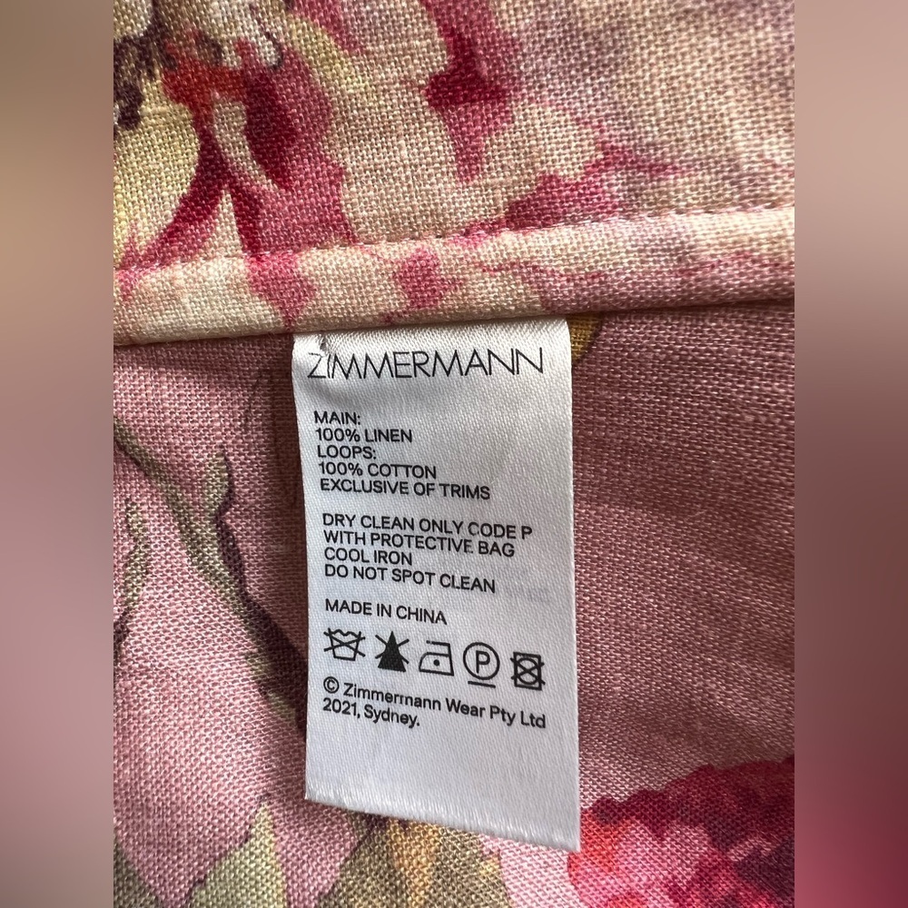 Zimmermann Cassia Cropped Scalloped Floral Print linen Top size 1 - Picture 7 of 8